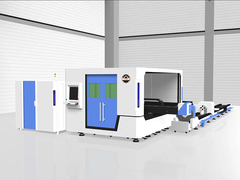 آلة قطع ليزر لقطع الألياف الليزرية الأنبوبية الصفيحة مع منصة تبادل آلة عمل المعادن